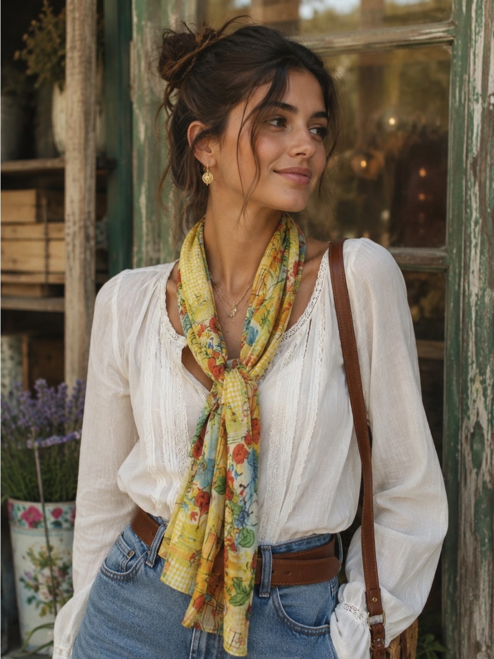 Vintage Chiffon Floral Scarf 56”x17”. Garden | Vibrant | Retro | Artistic EUC